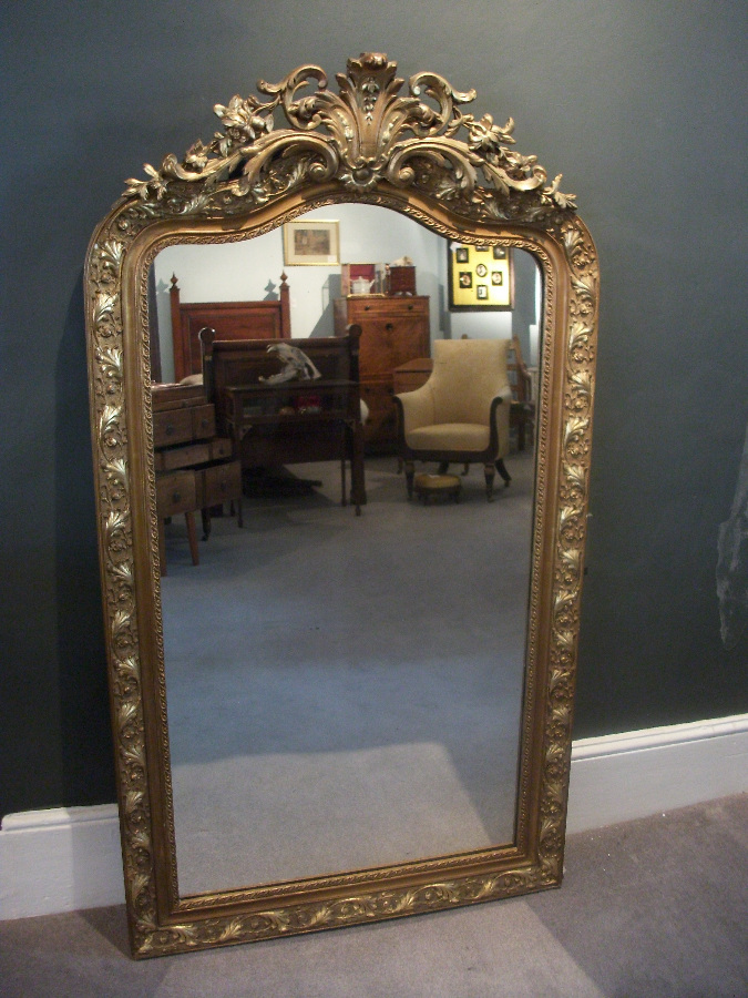 Large Antique French Overmantle Mirror